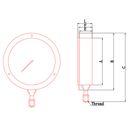 0 To 1600Bar Stainless Steel Liquid Filled Pressure Gauge Shockproof Silicone Filled Pressur